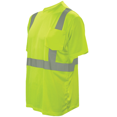XX-Large Cordova Safety Products V451-2XL Class 2 Short Sleeve Shirt with 2 Reflective Tape Cor-Brite Lime 