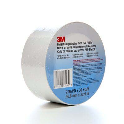 3M™ General Purpose Vinyl Tape 764: 2 X 36 Yards, 5 mil, White, 24  Rolls/Case