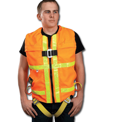 Guardian Fall Protection 13240 Hi-Viz Green Tux Harness with Zip On/Off Long Sleeves XXL