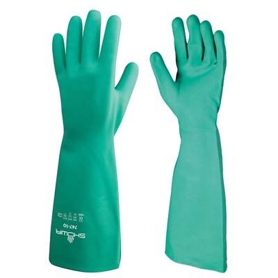 GLOVE,green nitrile,22mil,18" embossed palm/fingers,size L,dozen FREE SHIPPING 